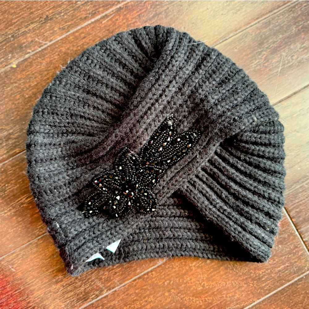 Aldo Elegant Black Beaded Women's Beanie